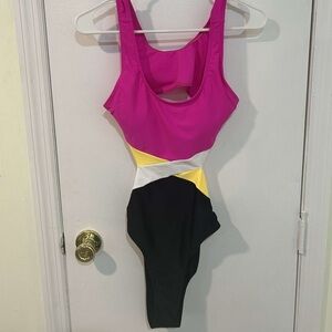 one piece abstract womens bathing suit